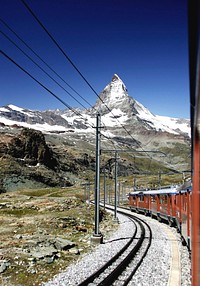 Matterhorn from the train to the Gornergrat. Original public domain image from Wikimedia Commons