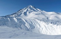 Koryaksky volcano in Kamchatka, Russia. Original public domain image from Wikimedia Commons