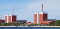 Olkiluoto Nuclear Power Plants 1 & 2 (BWRs with 860 MWe each) in Eurajoki, Finland. Original public domain image from Wikimedia Commons