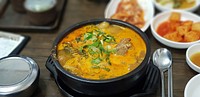 Ppyeo-haejang-guk ("bone" hangover soup) made with pork backbones. Original public domain image from Wikimedia Commons