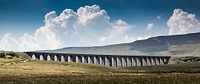 Ribblehead Viaduct in Yorkshire, England, UK. Original public domain image from Wikimedia Commons