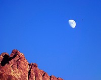 Mountain and the moon. Original public domain image from Wikimedia Commons