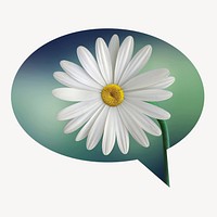 White daisy flower speech bubble badge, Spring photo