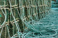 Stacks of lobster traps. Original public domain image from Wikimedia Commons