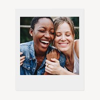 Happy lesbian couple instant photo, LGBTQ image