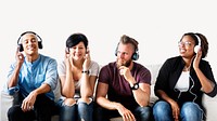 People listening to music, collage element psd