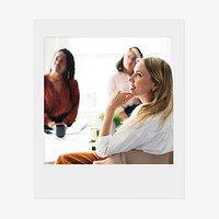 Businesswoman smiling in meeting instant photo, business image