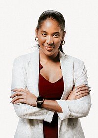 Confident businesswoman crossing arms, professional portrait