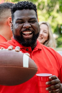 American football supporter at a tailgate event