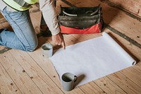 Empty paper and contractor coworkers at a construction site