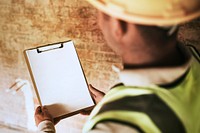 Empty clipboard at a construction site