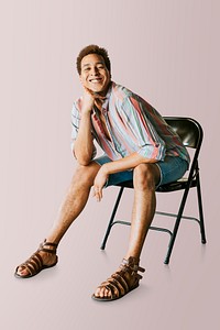 Cheerful man, sitting on a chair