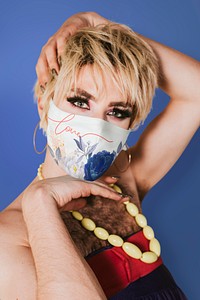 Drag show artist wearing face mask in the new normal