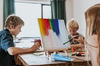 Kids in art class, homeschooling in the new normal