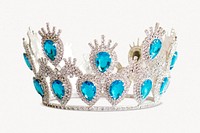 Silver crown, royal headwear accessory isolated image