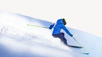 Skiing sport photo on white background