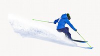 Skiing sport photo on white background