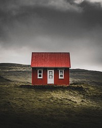 Red cabin in the Westfjords of Iceland