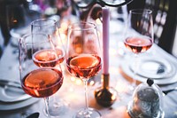 Glasses of rose wine. Visit <a href="https://kaboompics.com/" target="_blank">Kaboompics</a> for more free images.