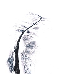 Curvy snow covered road in Northern Iceland