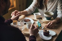 Free couple holds hand, coffee date public domain CC0 photo