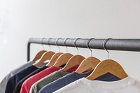 T-shirts on a hanger. Free public domain CC0 photo.