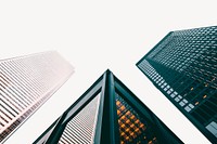 Skyscrapers border background, off white design psd