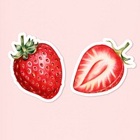 Fresh red strawberry illustration psd food drawing