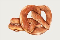 Baked pretzels hand-drawn vector