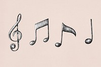 Hand drawn music notes sticker set