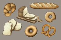Vintage baked bread collection vector