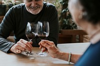 Senior couple on a date at a bar