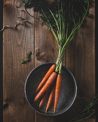 Free fresh carrots in a bowl photo, public domain vegetables CC0 image.