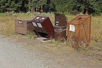 Slough Creek Campground recycling bins. Original public domain image from Flickr