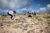 UN beach cleanup. Mogadishu, Somalia - 06 June 2015 - In honor of World Environment Day, the UN Somalia team joined together to clean up the MIA beach in Mogadishu. Over 70 bags of trash were collected. Photo credit: Cassandra Nelson. Original public domain image from Flickr