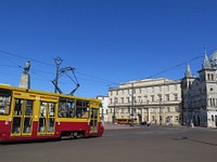 Downtown city sites in Łodz, Poland. Original public domain image from Flickr