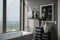 Modern bathroom, house interior. Free public domain CC0 photo.