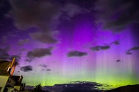Northern lights above Mammoth Hot Springs by Neal Herbert. Original public domain image from Flickr