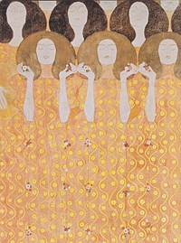 Free Gustav Klimt's Beethoven Frieze, Secession Building, Vienna, Austria, public domain painting CC0 image.