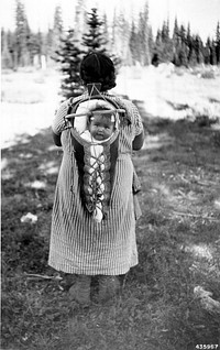 Native American Baby on Mothers Back, Columbia NF, WA 1937. Original public domain image from Flickr