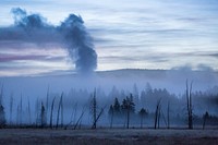 Dawn eruption of Great Fountain Geyser in the Lower Geyser Basin by Neal Herbert . Original public domain image from Flickr