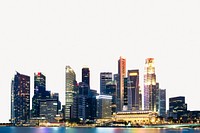 Singapore skyline collage element psd