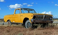 Ford Ranchero, Route 66. The Ford Ranchero is a coupe utility that was produced by Ford between 1957 and 1979. Unlike a pickup truck, the Ranchero was adapted from a two-door station wagon platform that integrated the cab and cargo bed into the body. A total of 508,355 units were produced during the model's production run. It was adapted from full-sized, compact, and intermediate automobiles sold by Ford for the North American market. Original public domain image from Flickr