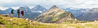 Hikers at Cutbank Pass Panorama. Original public domain image from Flickr