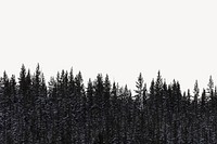 Winter forest collage element, off white design psd