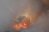 Burning sky and wildfire at Forst Ord. Original public domain image from Flickr
