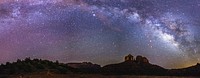 View of the Milky Way over Cathedral Rock, seen from the Cathedral Rock Trailhead on Back O' Beyond Road, Coconino National Forest, Sedona, Arizona, April 30, 2017.