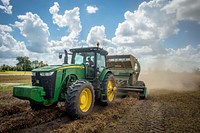 Workers harvest peanuts for Rick Davis Farms outside of Quitman, Georgia.