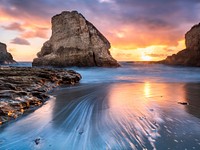 Shark fin cove during sunset. Free public domain CC0 photo.