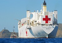 The Military Sealift Command Hospital Ship USNS Mercy (T-AH 19) Transfers Cargo Aboard the Royal Australian Navy Heavy Landing Craft. Original public domain image from Flickr